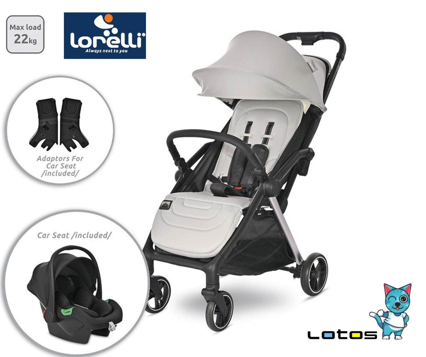 Kolica Loret 2U1 Grey Jasper - 22Kg
