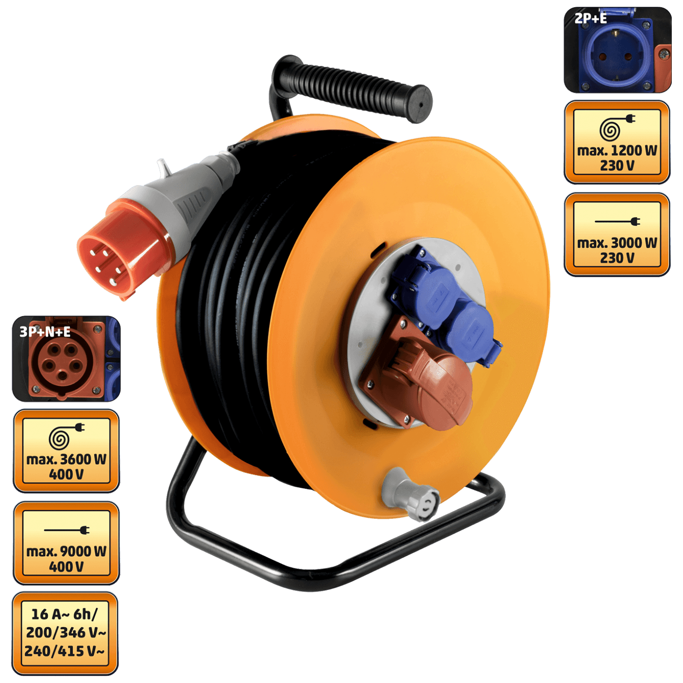 home Motalica za kabl, 25 met., H07RN-F, 5 x 2.5 mm², IP44 - HJR 400-25