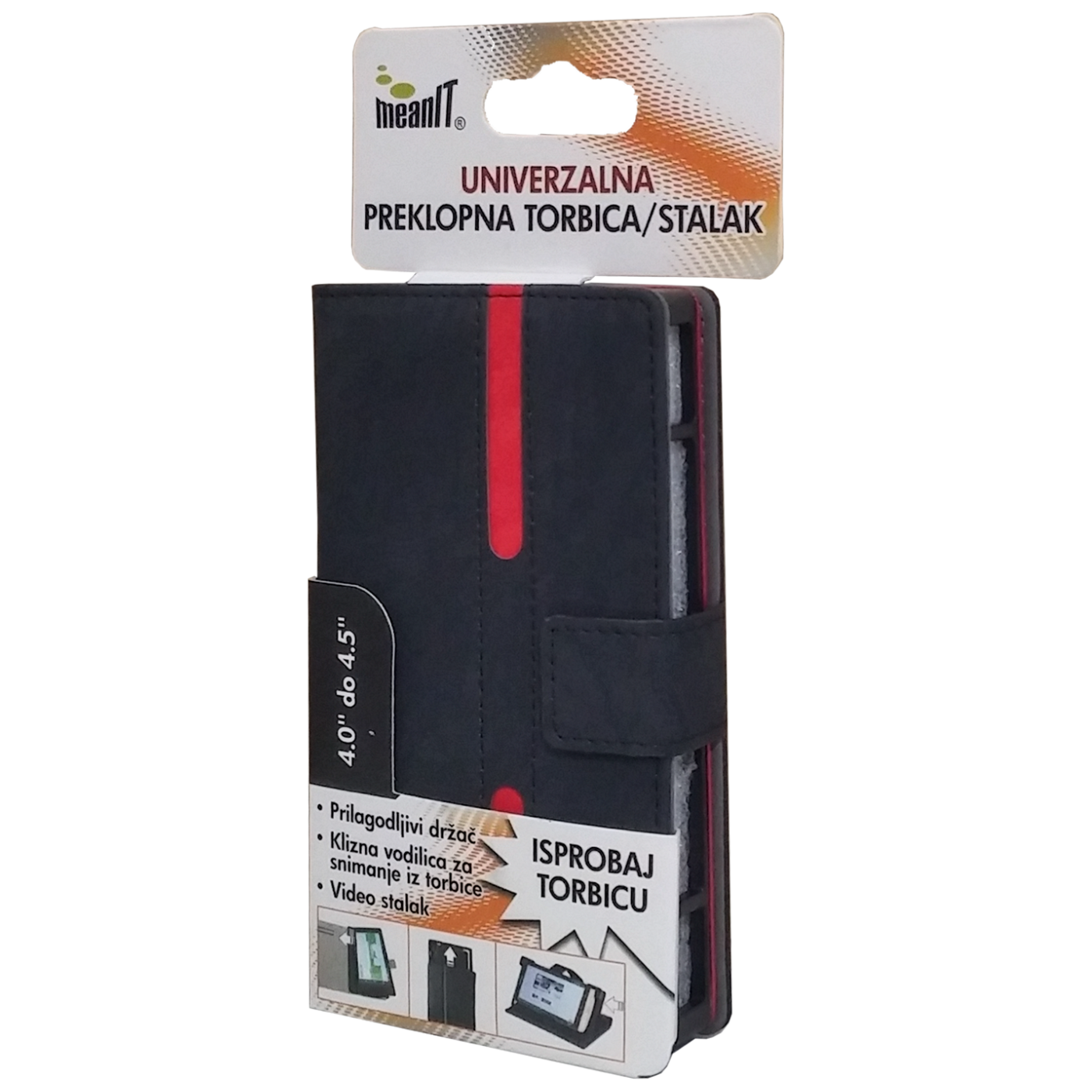 MeanIT Torbica/stalak, univerzalna, preklopna, 4-4.5",crno/crvena - TUS4