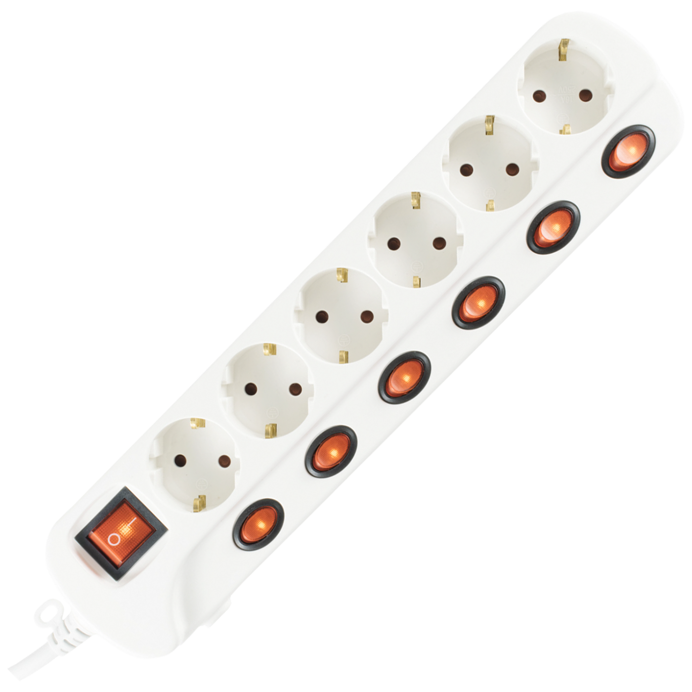 home Produžni kabl sa zaštitom, 6 utičnica, 1.0mm², 1.5 met - NVK 06K/WH