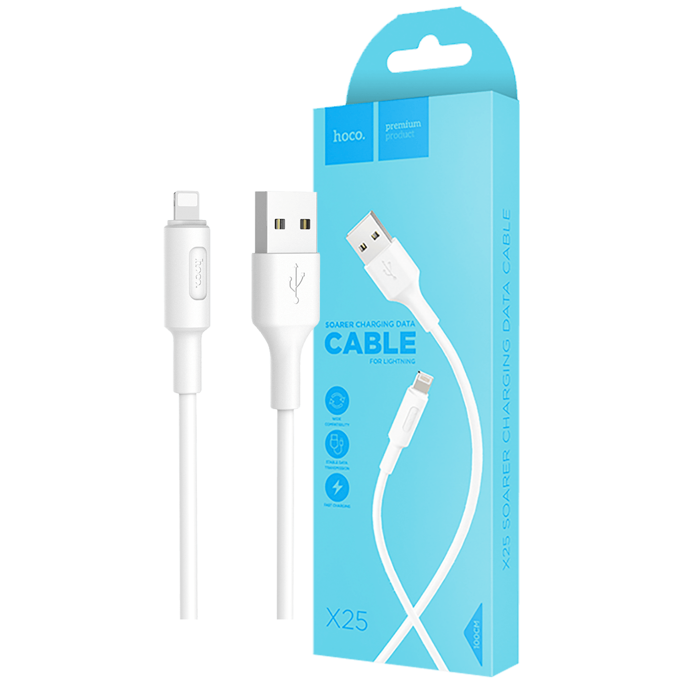 hoco. USB kabl za iPhone, Lightning kabl, 1 met., 2 A, bijela - X25 Soarer Lightning, White