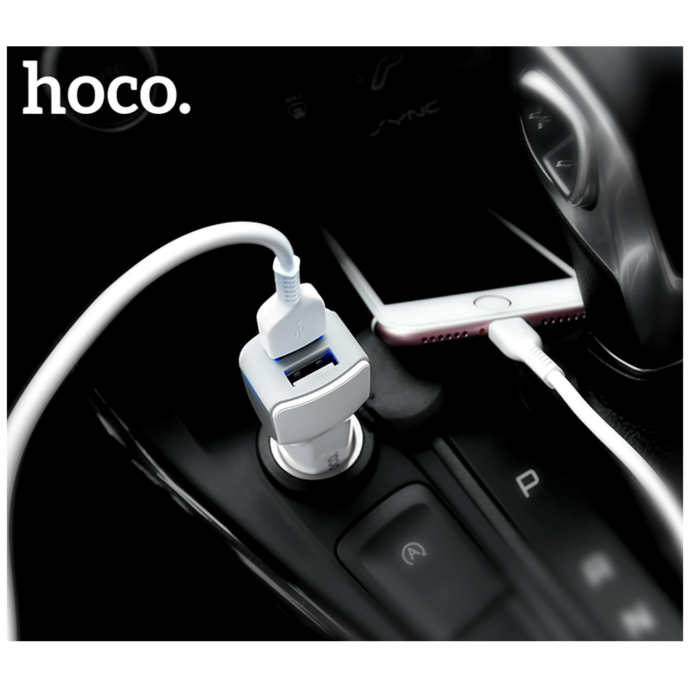 hoco. Auto punjač sa Lightning kabelom, 2 x USB, 5 V/2.4 A - Z23 Grand Style set, Lightning