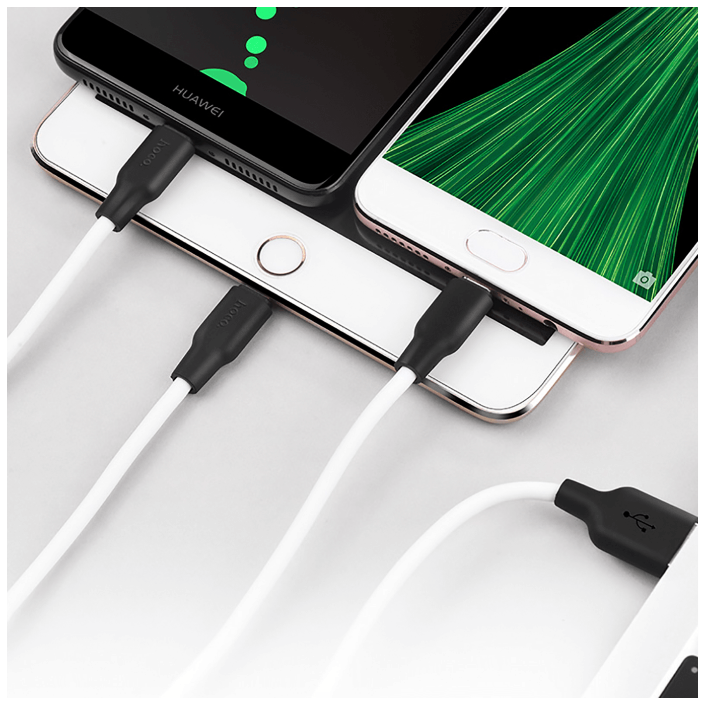 hoco. USB kabl, 3in1, microUSB, type C, Lightning, 1.2 met., 2 A - X21 Silicone 3in1, Black/White