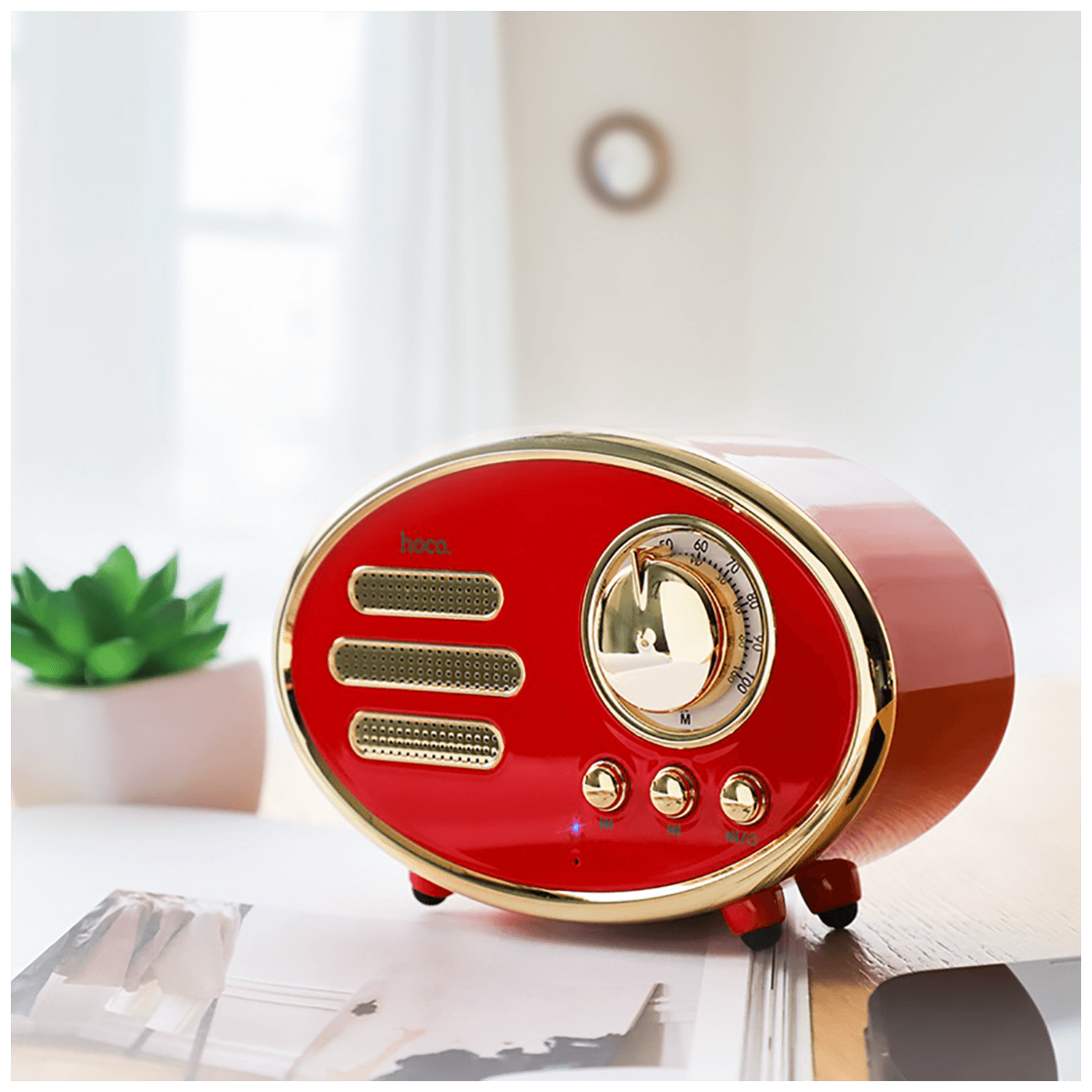 hoco. Zvučnik bežični, Bluetooth,retro, 1200 mAh, 5 h, 5 W, crvena - BS25 Time, Bluetooth, retro, red