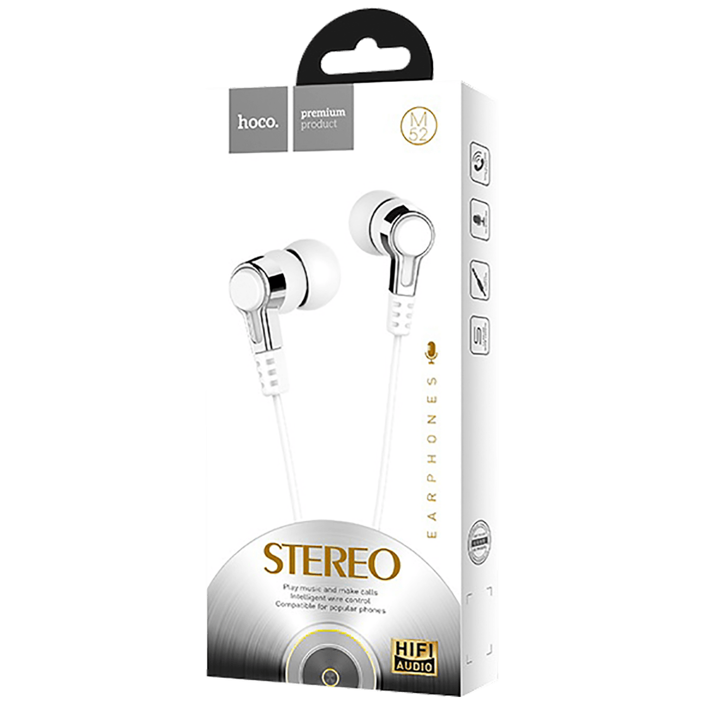 hoco. Slušalice sa mikrofonom, 3.5 mm,dužina kabela 1.2 met,bijela - M52 White