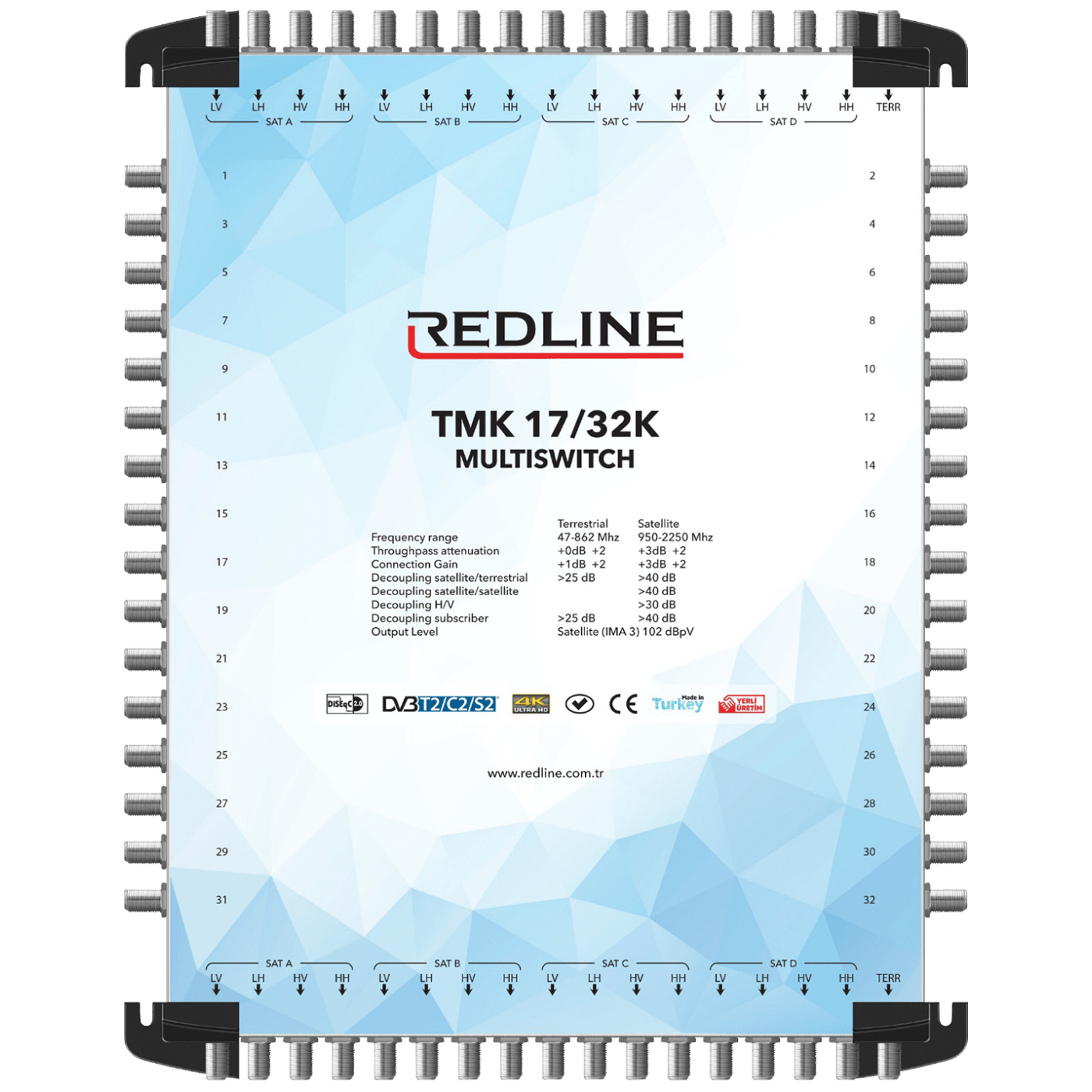 REDLINE Multišalter 4 satelita na 32 utičnice,kaskadni(bez adaptera) - TMK 17/32K