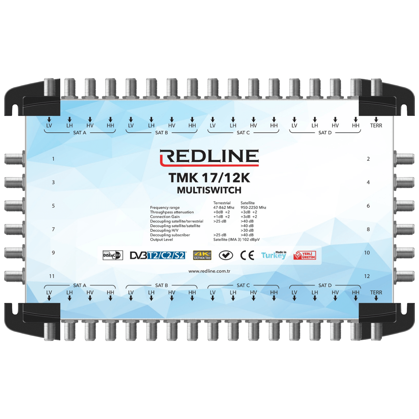 REDLINE Multišalter 4 satelita na 12 utičnica,kaskadni(bez adaptera) - TMK 17/12K