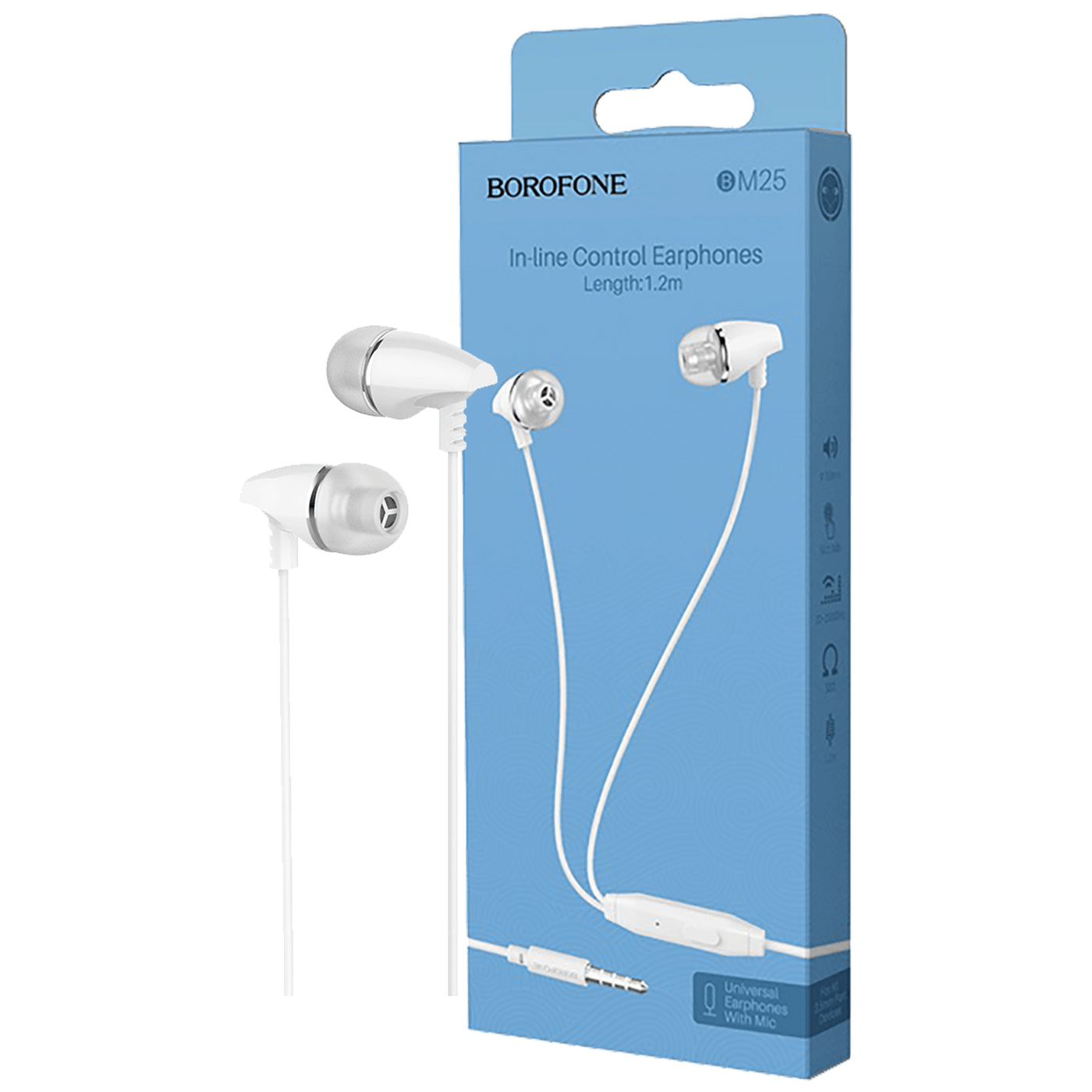 Borofone Slušalice sa mikrofonom, 3.5 mm,dužina kabela 1.2 met,bijela - BM25 Sound edge