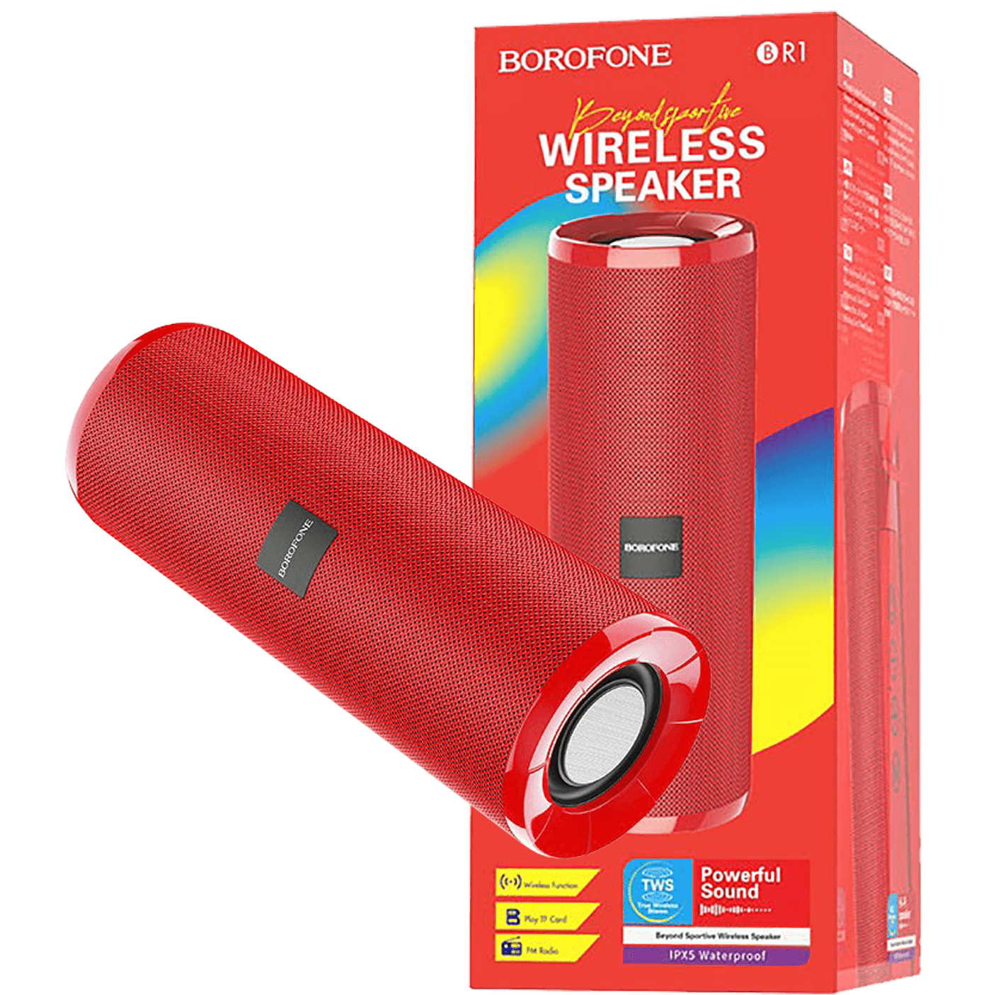 Borofone Zvučnik bežični, Bluetooth, 1200 mAh, 3 h, crvena - BR1 Beyond Red
