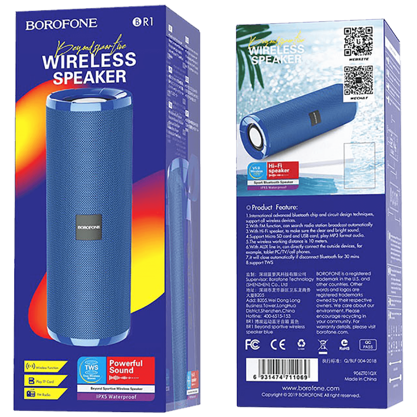 Borofone Zvučnik bežični, Bluetooth, 1200 mAh, 3 h, plava - BR1 Beyond Blue