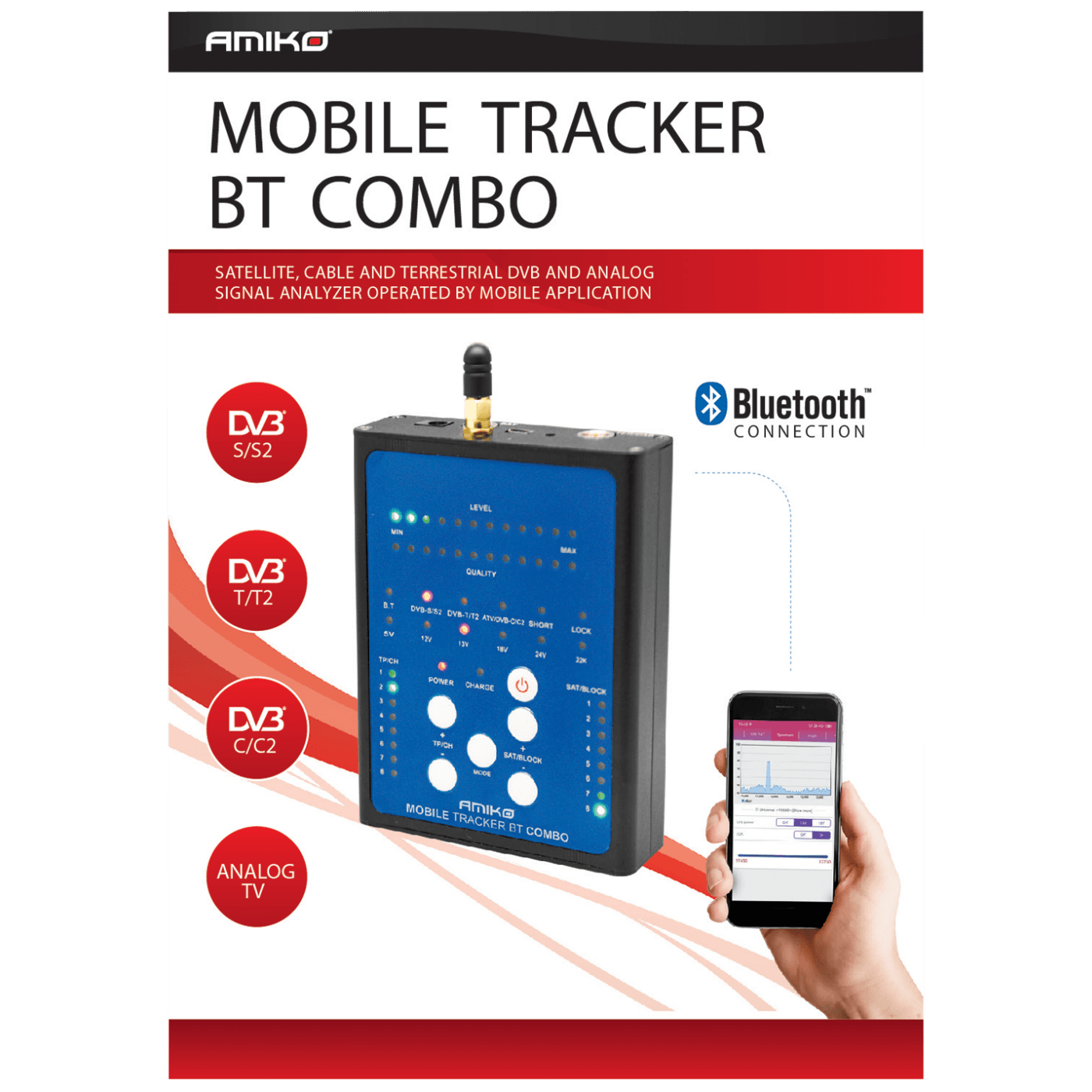 Amiko Instrument mjerni, DVB-S2/T2/C, Bluetooth - Mobile Tracker BT Combo