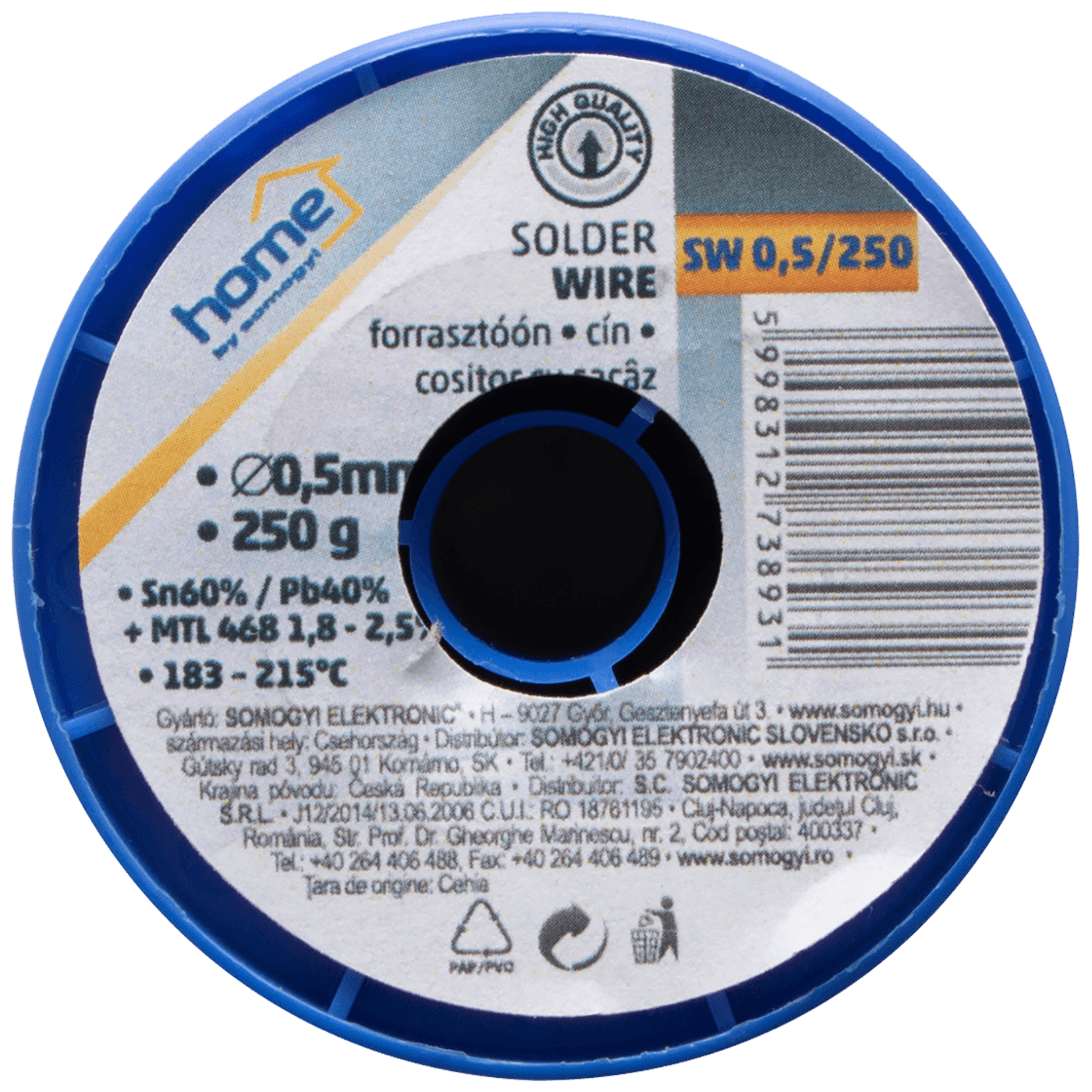SMA Tinol za lemljenje, Ø 0.5 mm, 250g - SW 0.5 /250