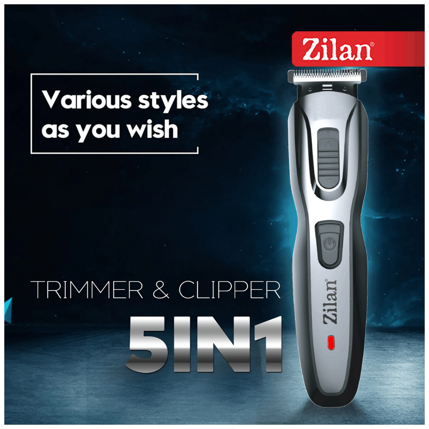 Zilan Trimer i šišač, 5 in 1, Accu na baterije za sisanje - ZLN3857