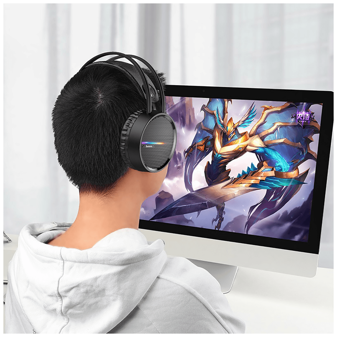hoco. Slušalice sa mikrofonom, gaming, dužina kabela 2.4 met, crna - W100 Touring