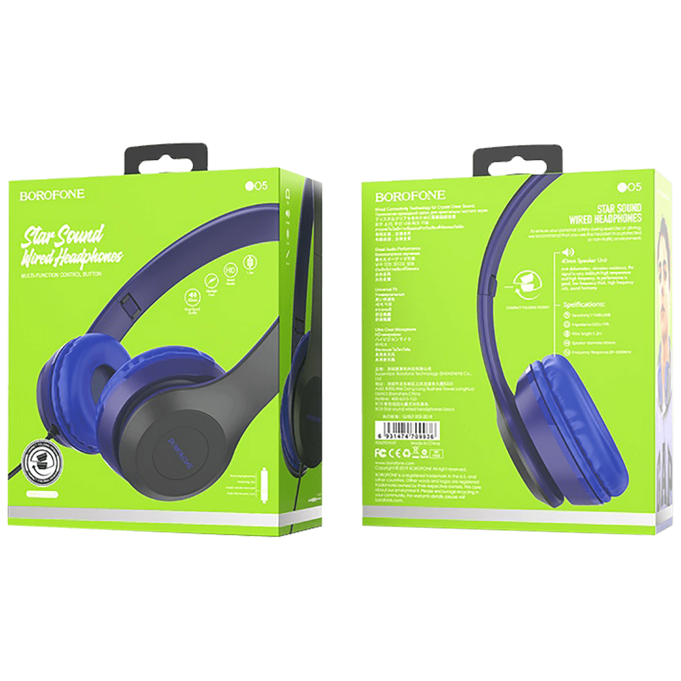 Borofone Slušalice sa mikrofonom, 3.5 mm, dužina kabela 1.2 met. - BO5 Star sound Blue