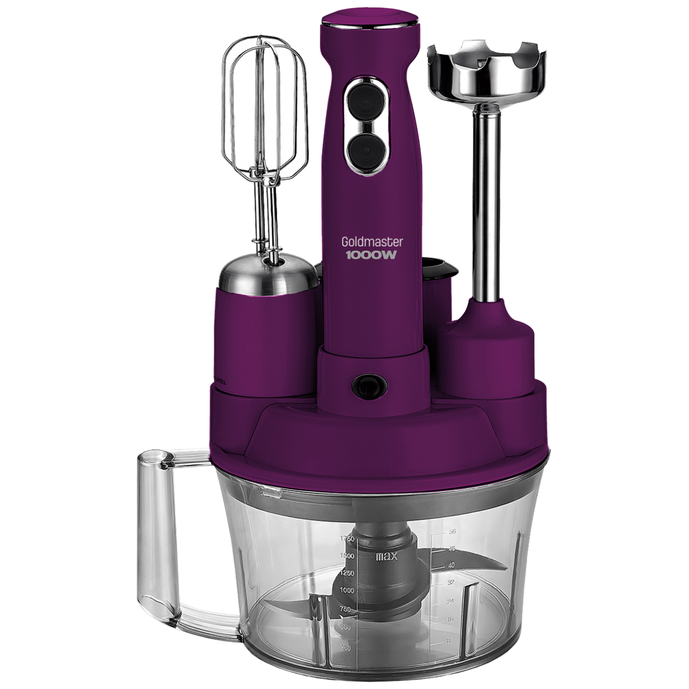 Goldmaster Štapni mikser sa posudom, 5u1, 1000 W, Multipraktik - GM-7239M Elena Max Purple