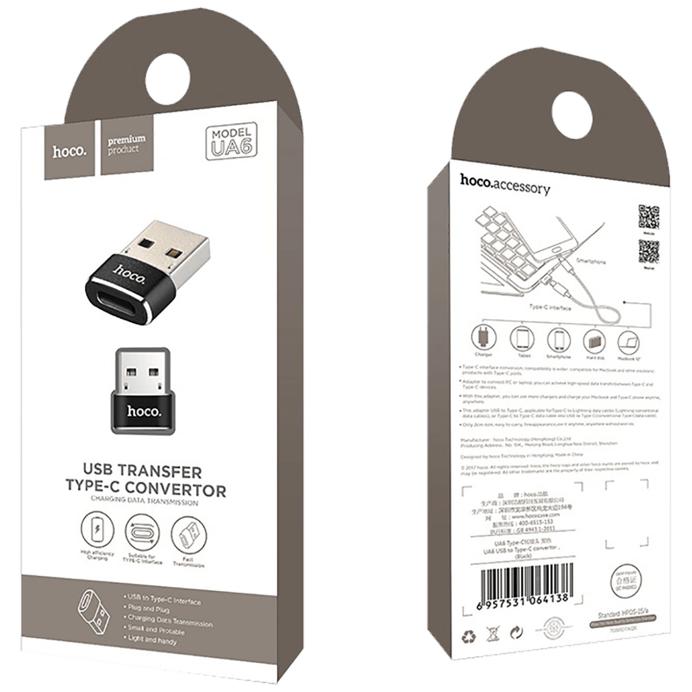 hoco. Adapter USB-A to type C - UA6