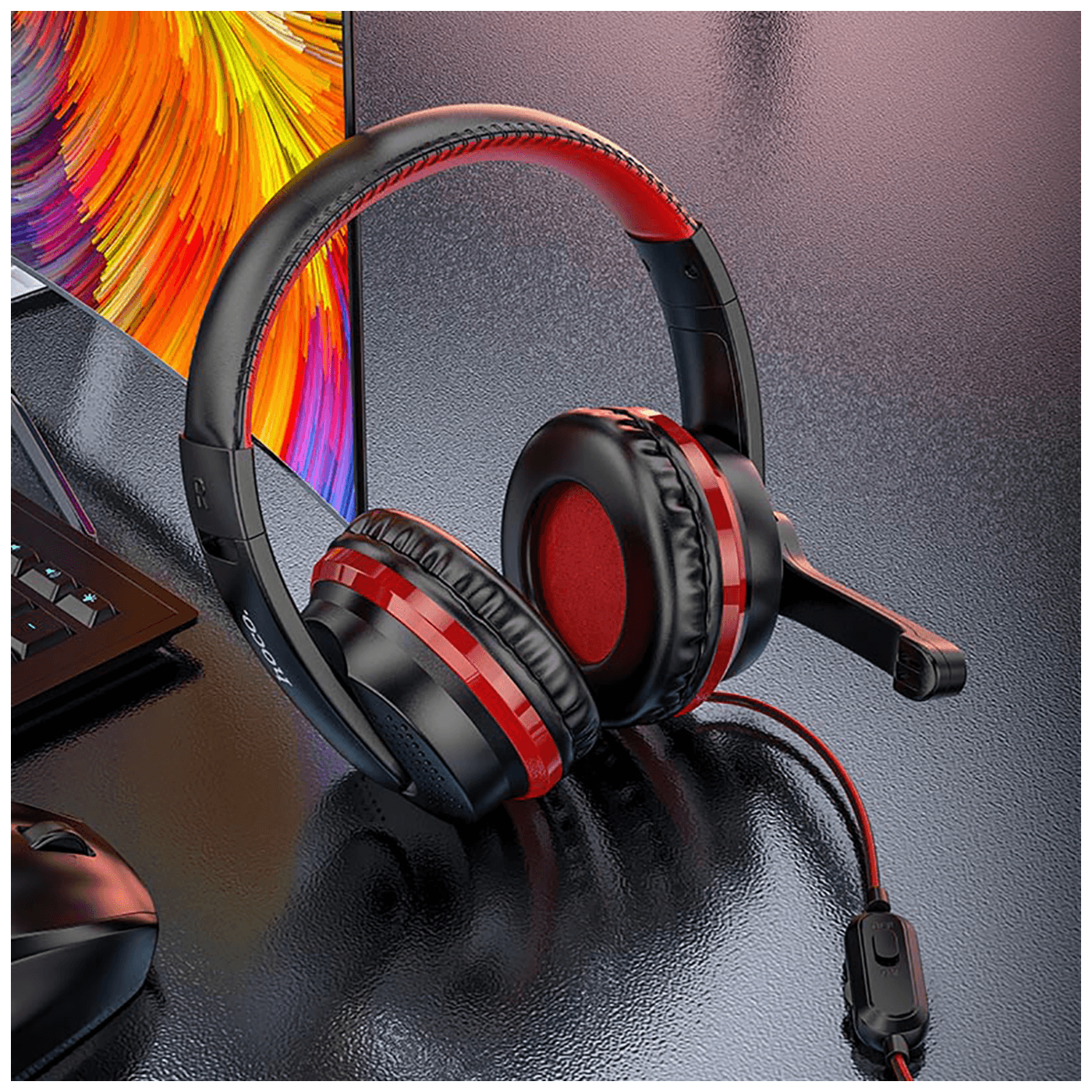 hoco. Slušalice sa mikrofonom, gaming, 3.5 mm, crvena - W103 Magic tour, Red