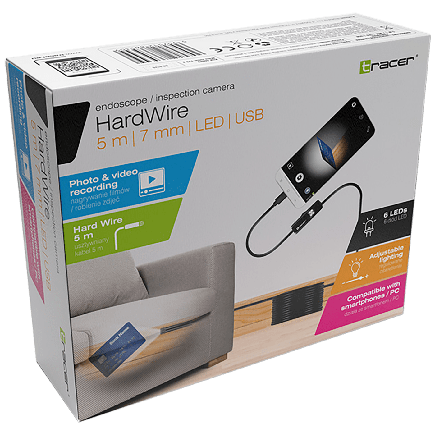 Tracer Kamera, endoskopska, USB, LED, vodootporna - HardWire USB