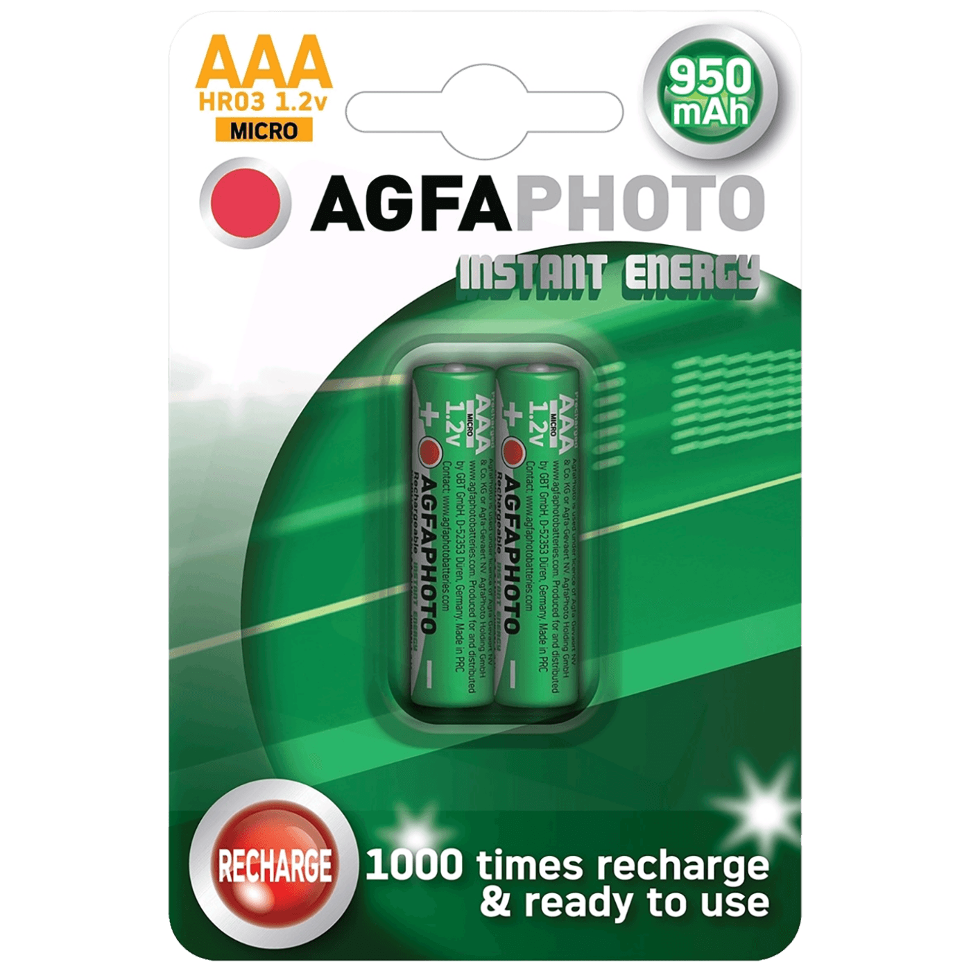 Agfa Punjiva baterija, AAA, 1.2 V, 950 mAh, blister 2 kom. - R2U Micro