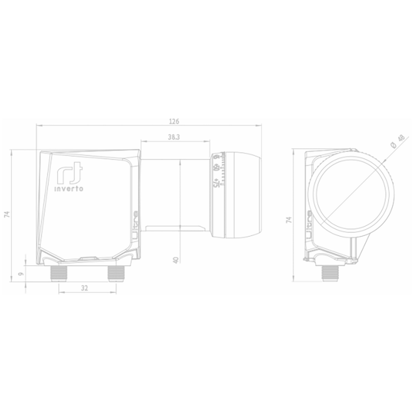 Inverto LNB Twin, šum 0,2dB, DVB-S2 ( HD - UHD 4K - 8K ) - IDLT-TWL412-ULTRA-OPN