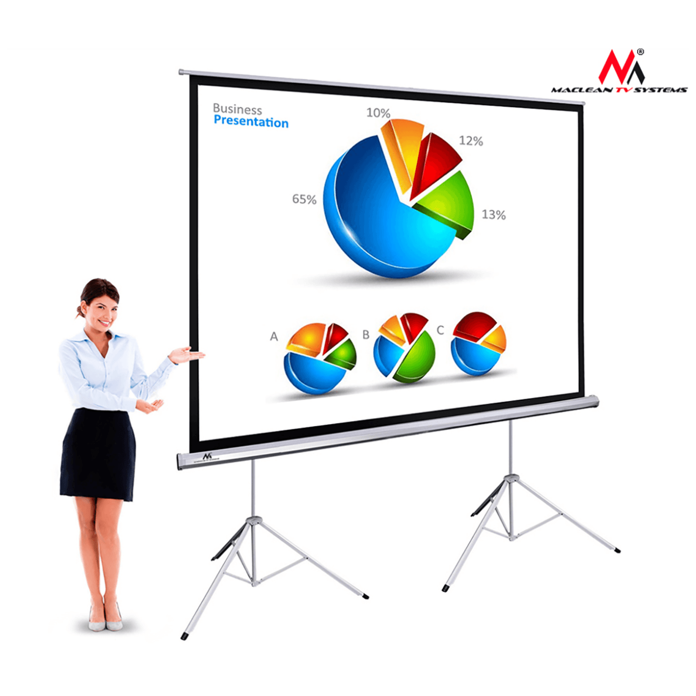 Maclean Platno za projektor sa stalkom, 300 x 225 cm - MC-712