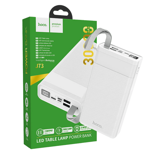 hoco. Punjač prijenosni sa lampom, Hoco j73, 30000mAh, 2A / 2A - J73 Powerful, White