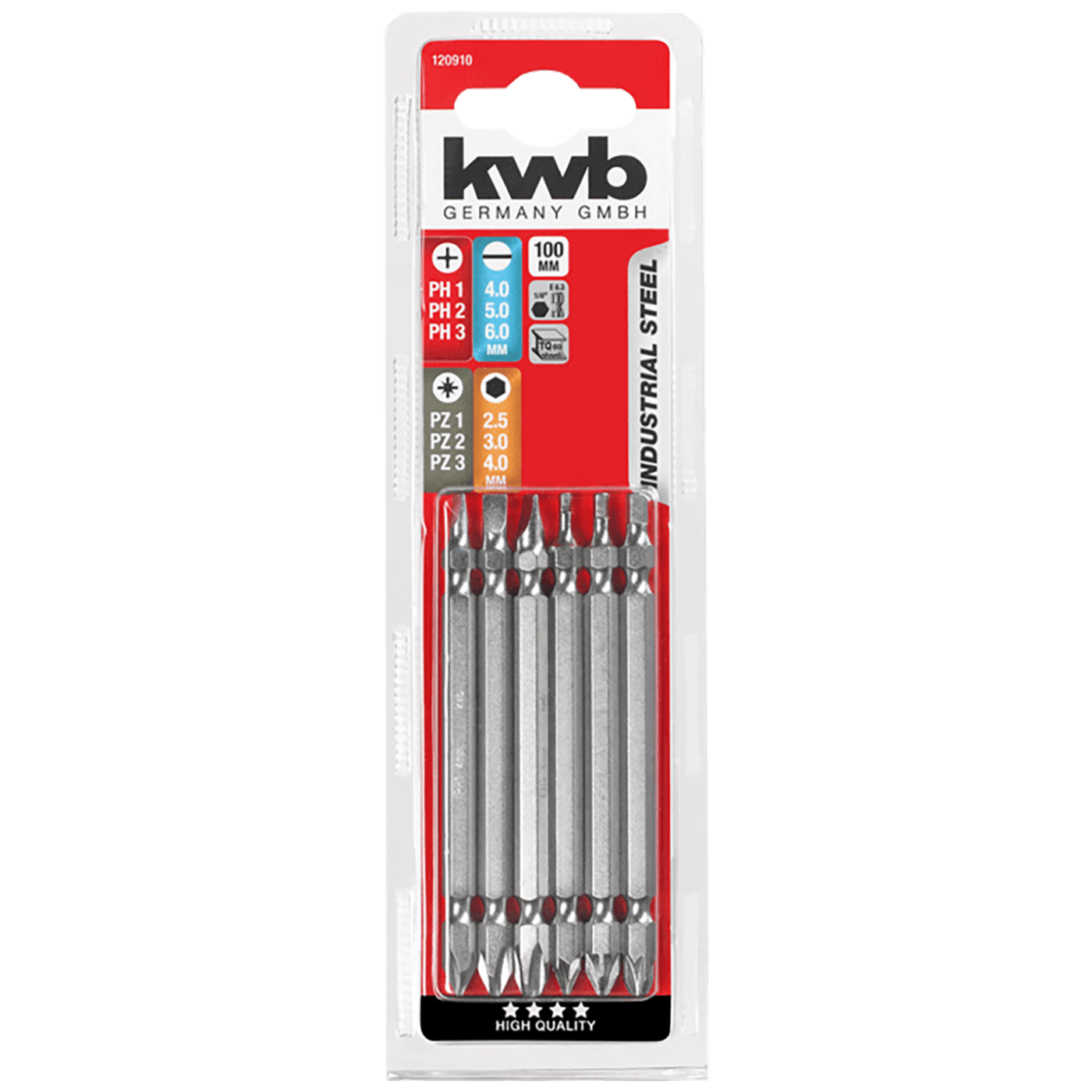 kwb Set dvostranih nastavaka za odvijač, 100 mm, 6 kom - 120910