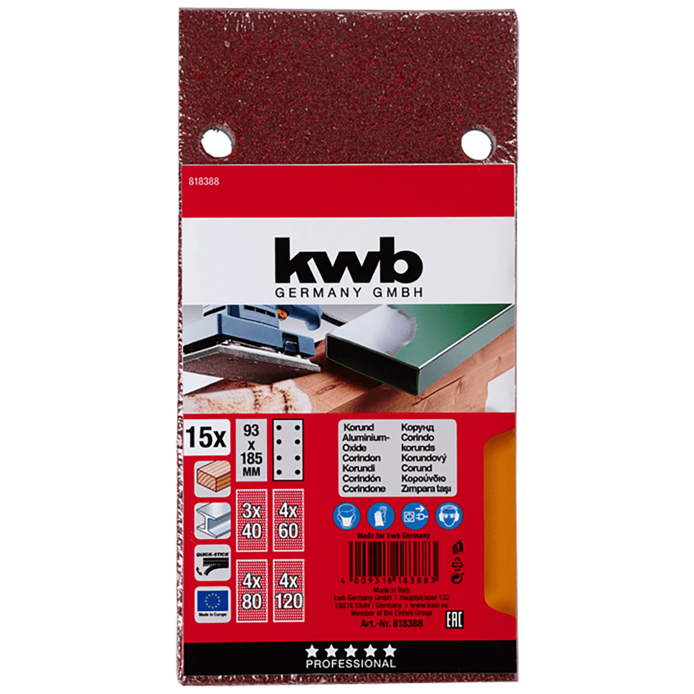 kwb Brusni papir 50/1, 93x185mm, g40-120 - 818388
