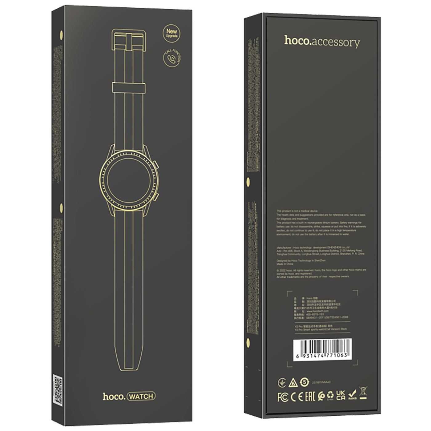 hoco. Pametni sat, 1.28" zaslon, Dual Bluetooth, IP68 - Y2 Pro