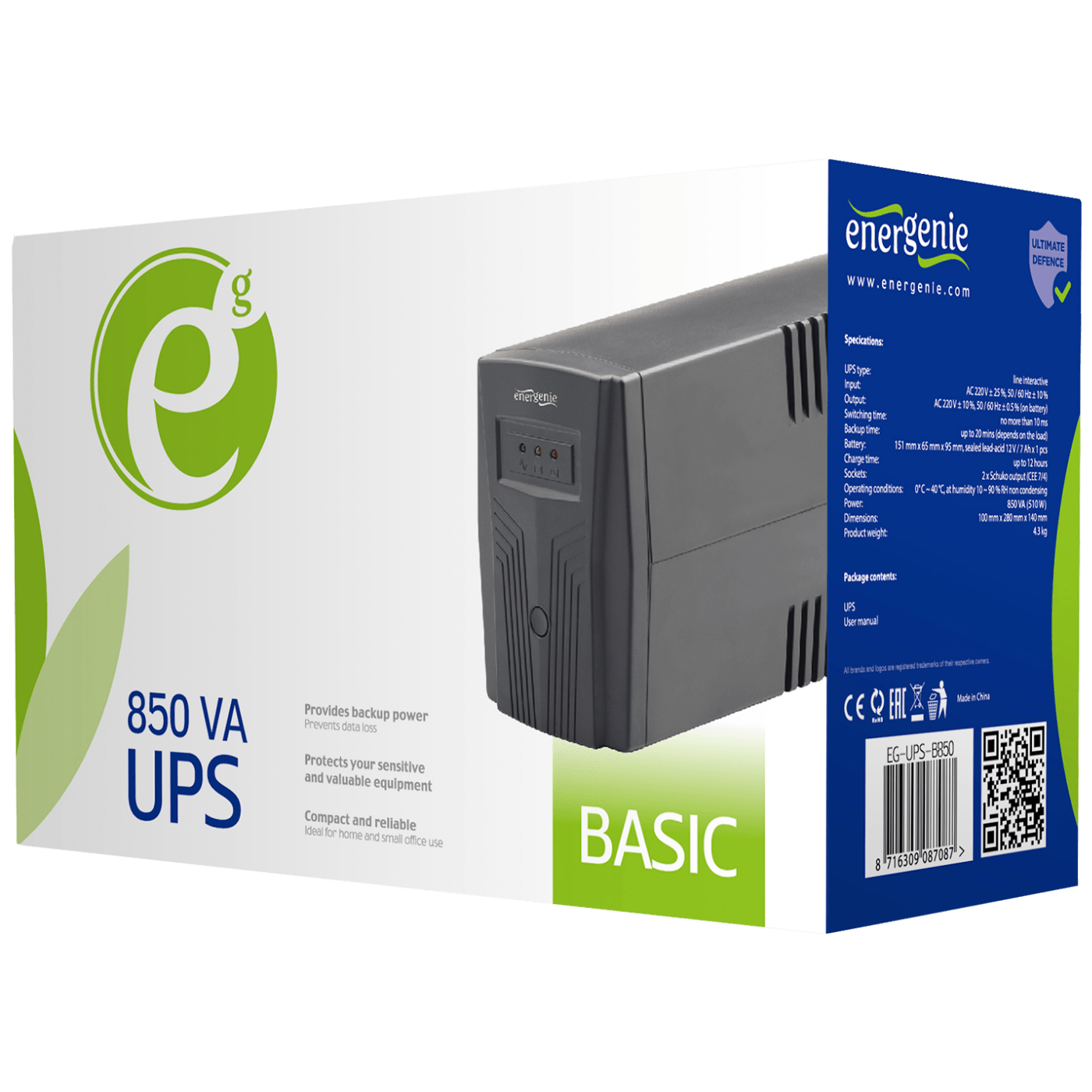 Gembird UPS/ Izvor neprekidnog napajanja, 850VA - EG-UPS-B850