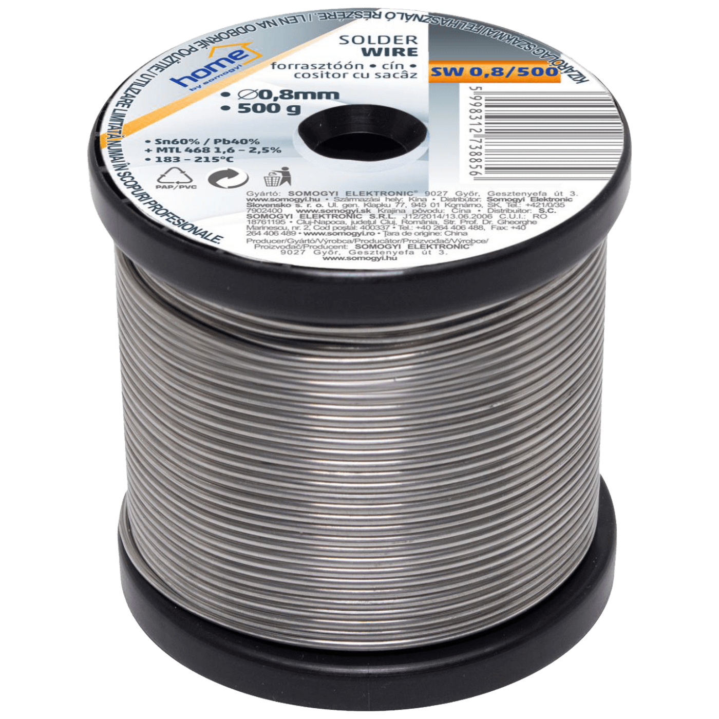 SMA Tinol za lemljenje, Ø 0.8 mm, 500g - SW 0.8/500