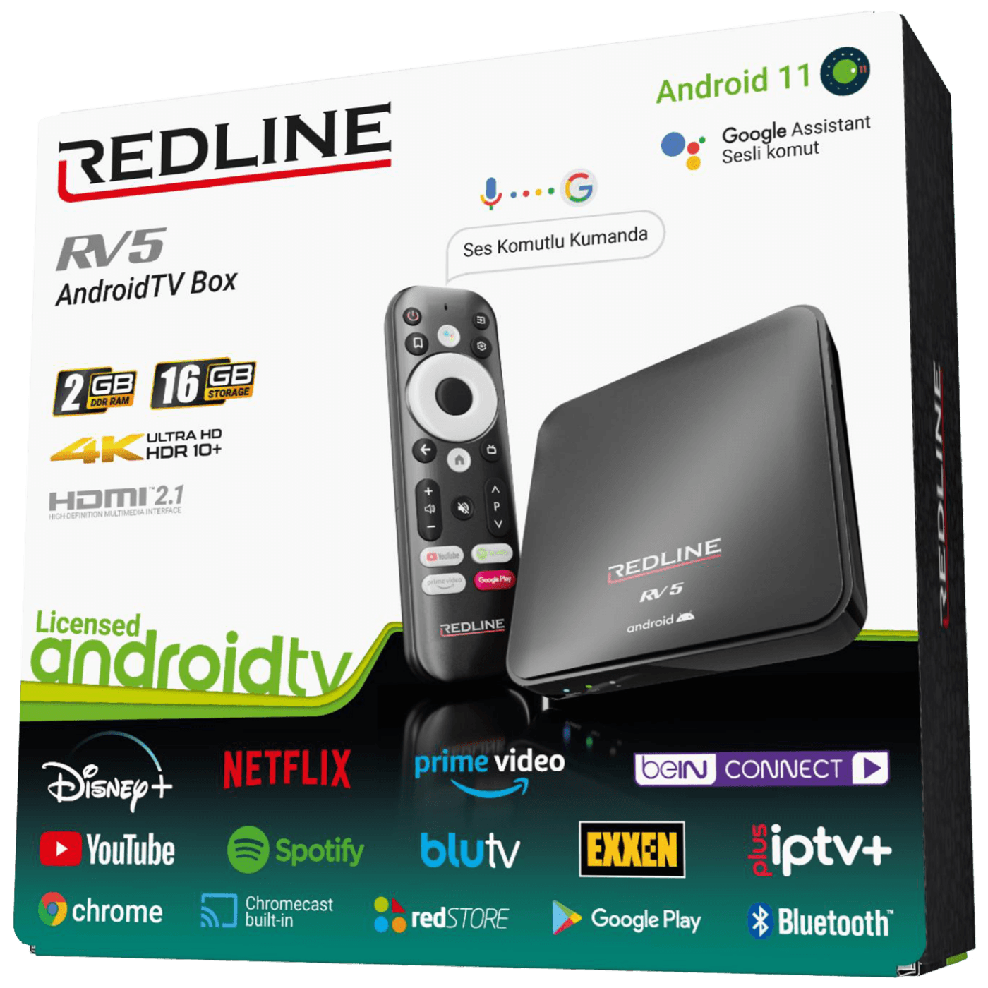 REDLINE Prijemnik Google TV, 4K, 2 / 16 GB, WiFi, Bluetooth, LAN - RV5