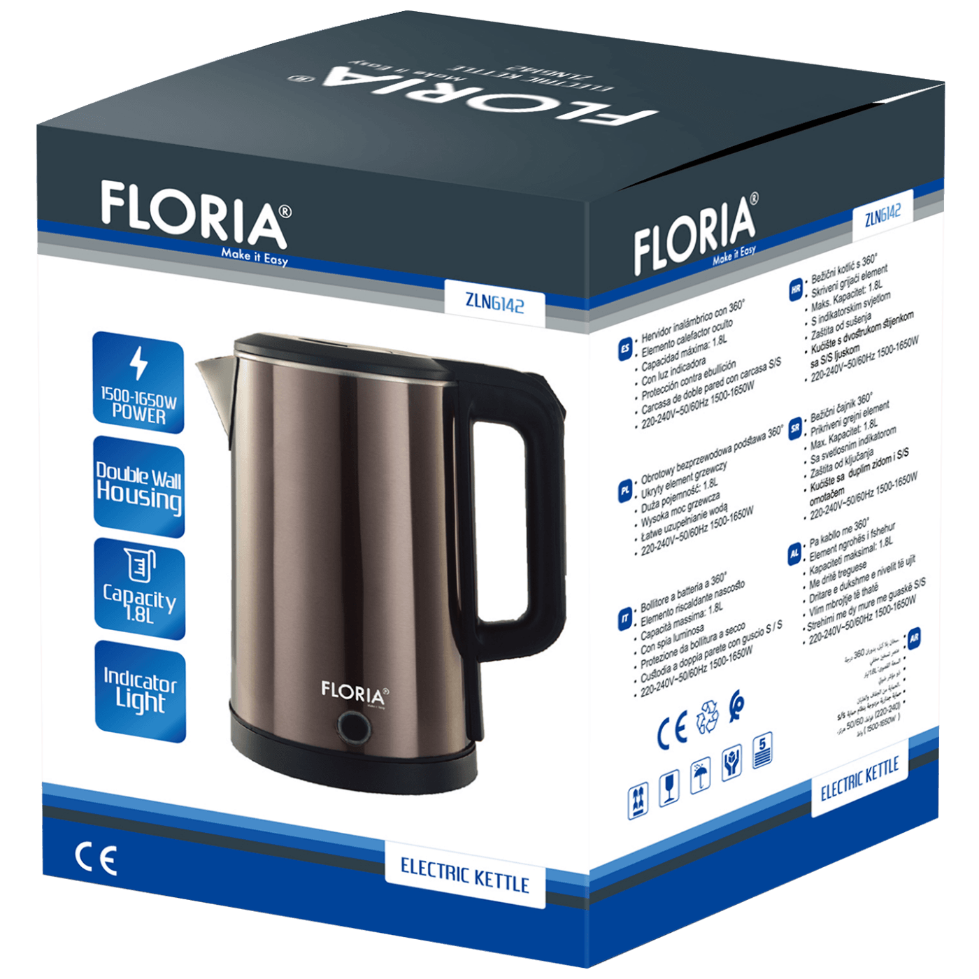 Floria Kuhalo za vodu, zapremina 1.8 l, 1500-1650 W - ZLN6142