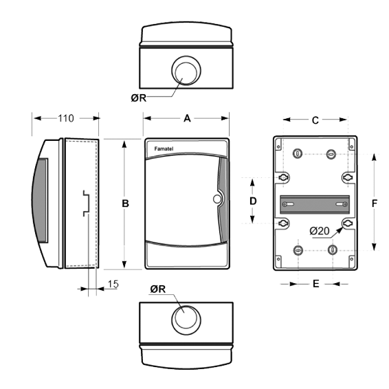 Famatel Kutija za osigurače nadžbuk, 4 osigurača, bijela, IP65 - 3904-T-KN/4