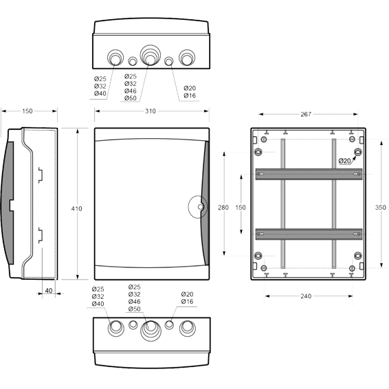 Famatel Kutija za osigurače nadžbuk, 26 osigurača, bijela, IP65 - 3926-T-KN/26