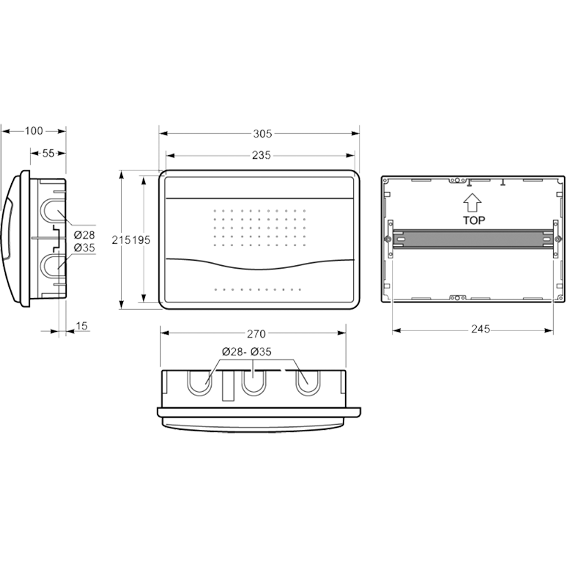 Famatel Kutija za osigurače podžbuk, 12/14 osigurača, providna, IP40 - 3512-F-M-KP/12-14