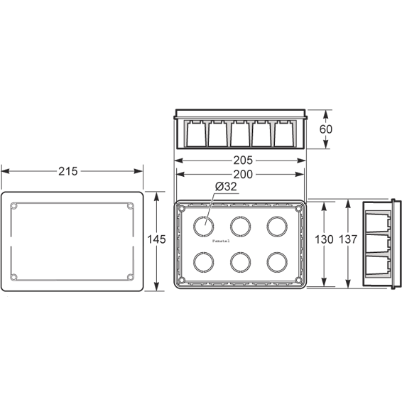 Famatel Razvodna kutija podžbuk 200x130, IP30 - 3203-RKP/200x130