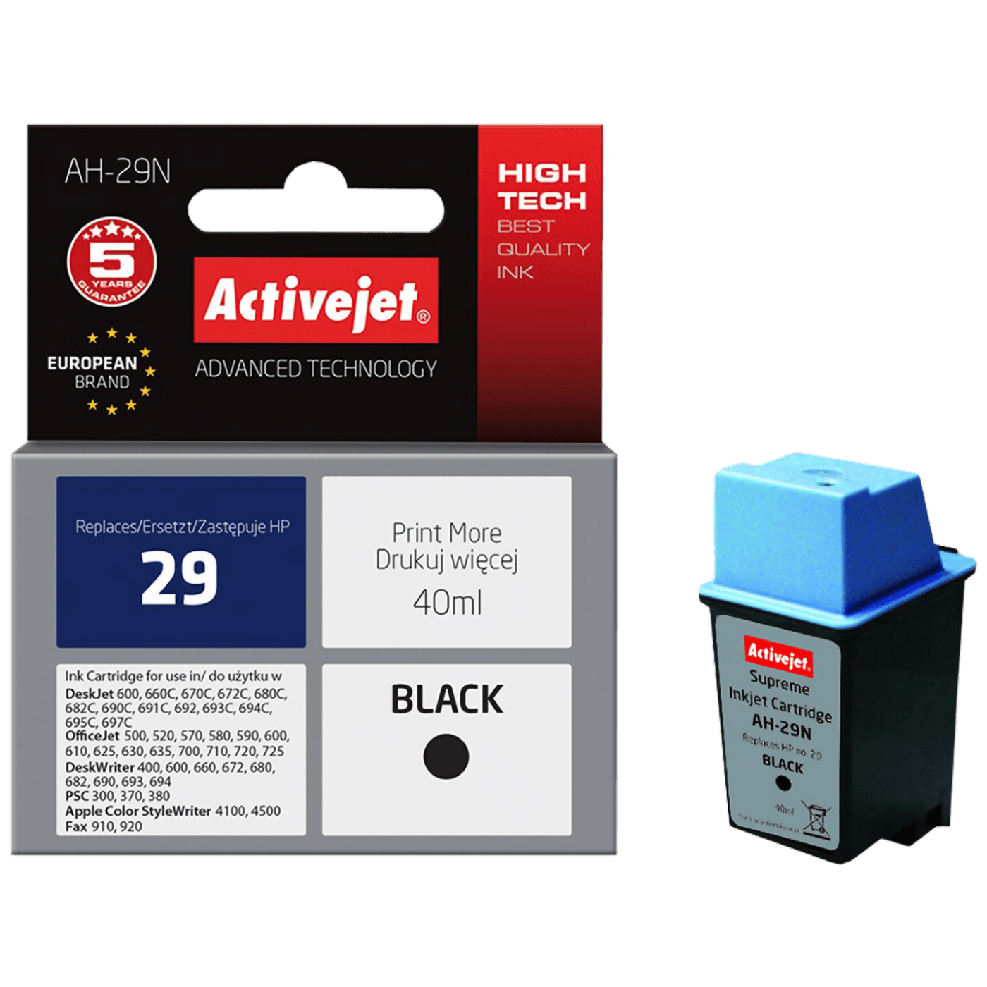 Activejet Tinta za printer, crna, zapremina 40 ml. - HP 29 51629A; AH-29N