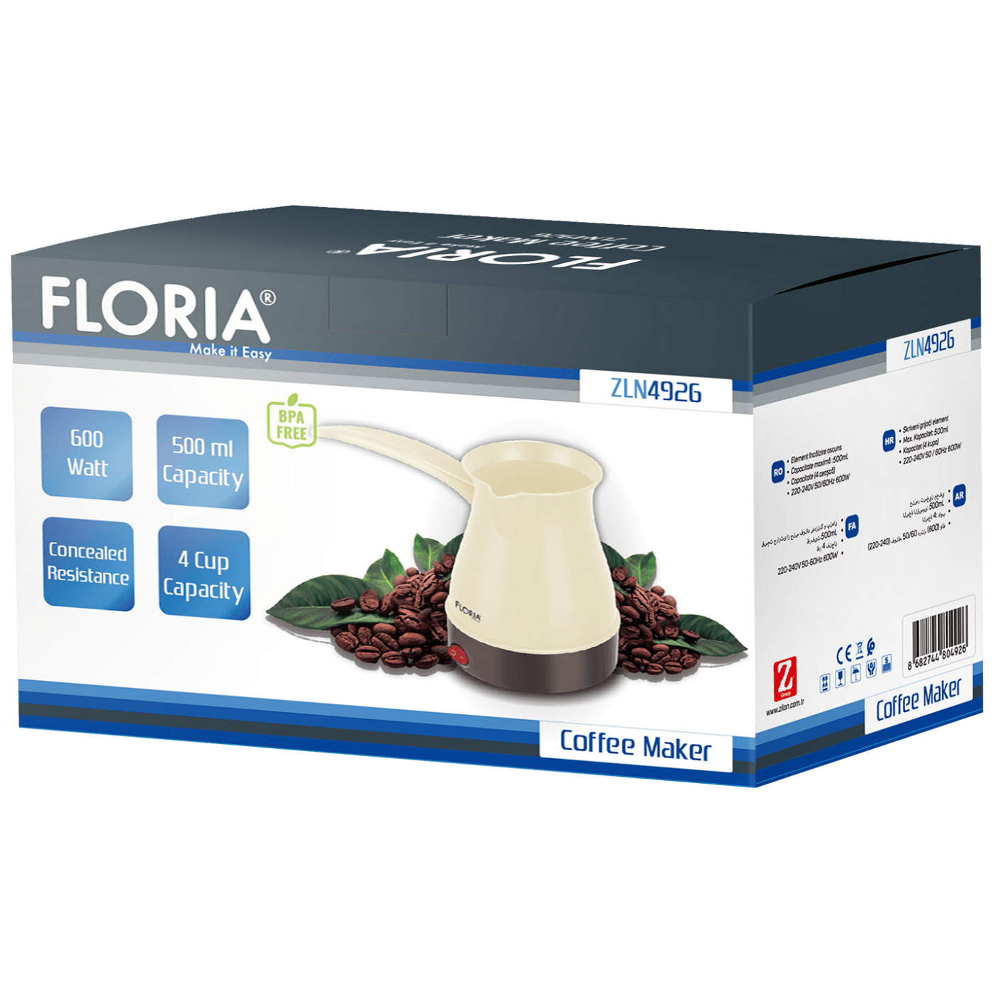 Floria Kuhalo za kafu, 600 W, 0,5 lit. - ZLN4926