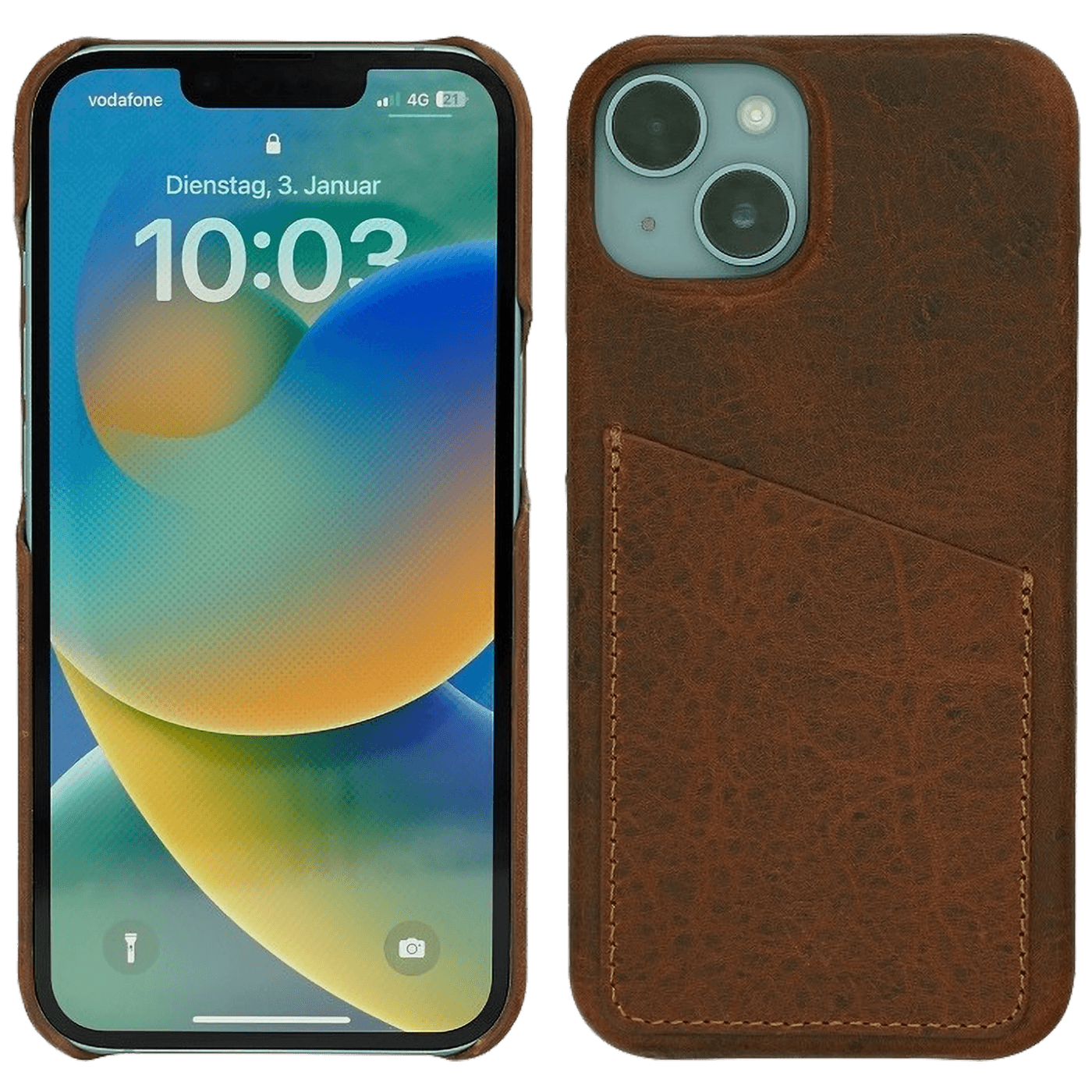 Wachikopa Maska za iPhone 13, držač za kartice, koža - Full Leather Case iPhone 13