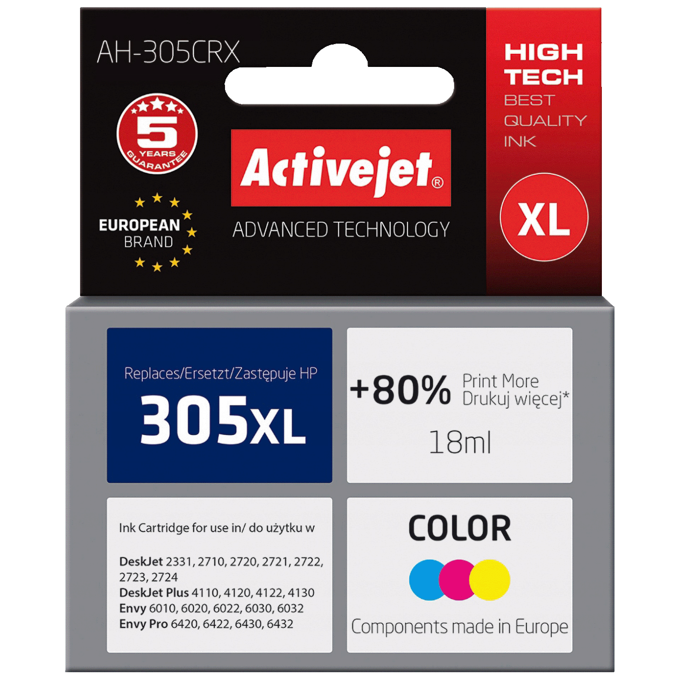 Activejet Tinta za printer, HP 305XL, boje, zapremina 18 ml. - AH-305CRX