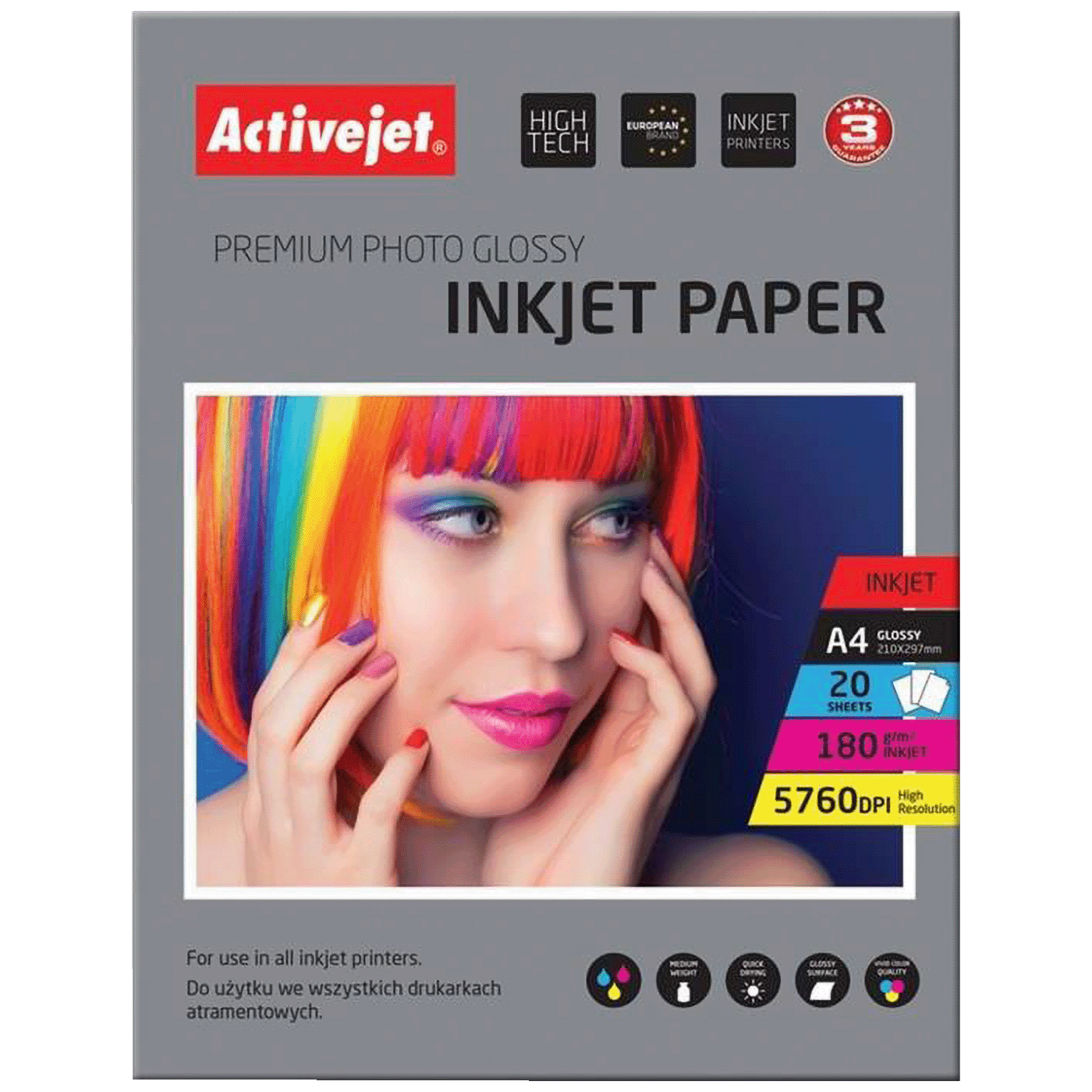 Activejet Foto papir, A4, 180g, Glossy White, 20 kom. - AP4-180G20
