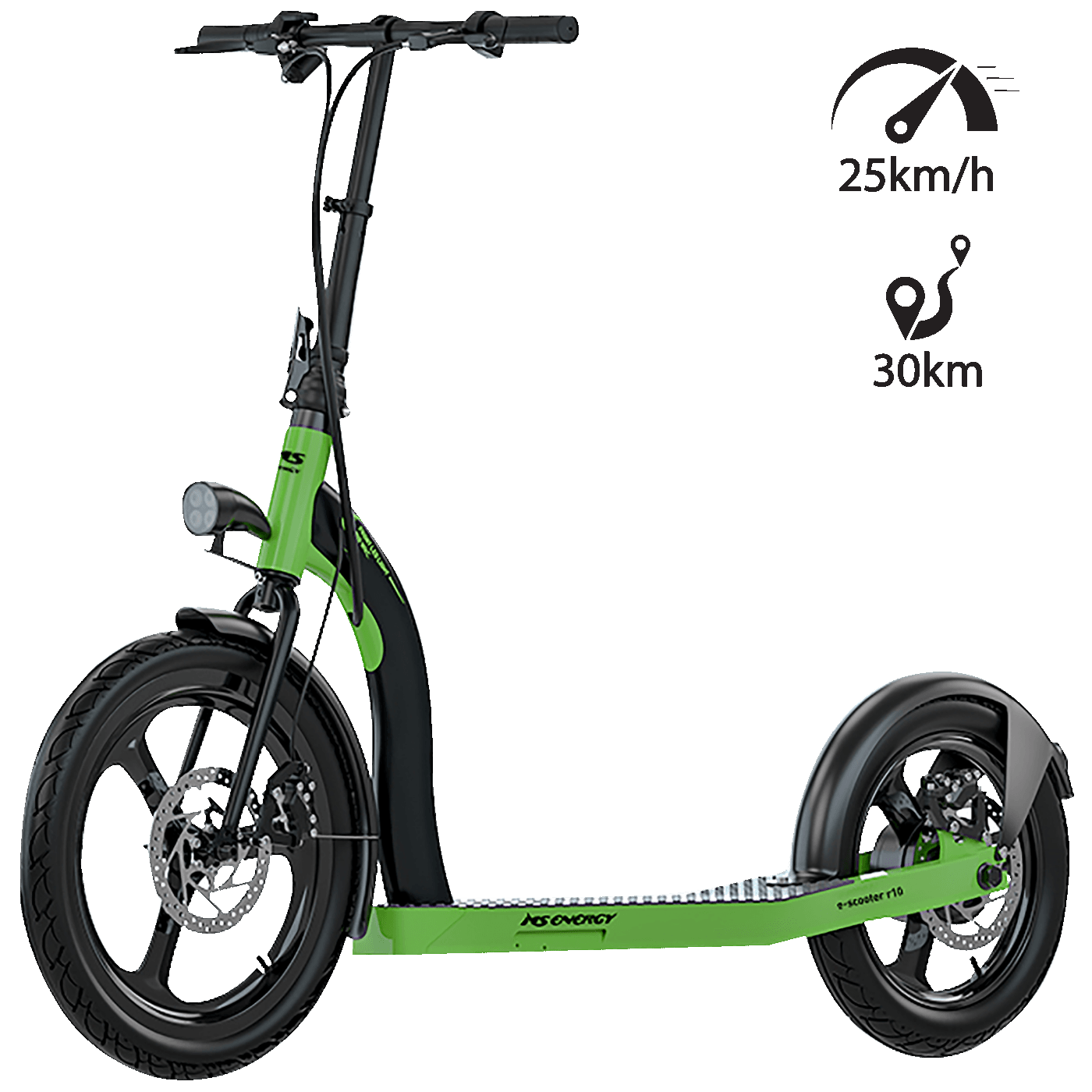 MS Energy Električni Romobil, 20/16" točkovi, 25 km/h, Domet do 30 km - r10 black / green