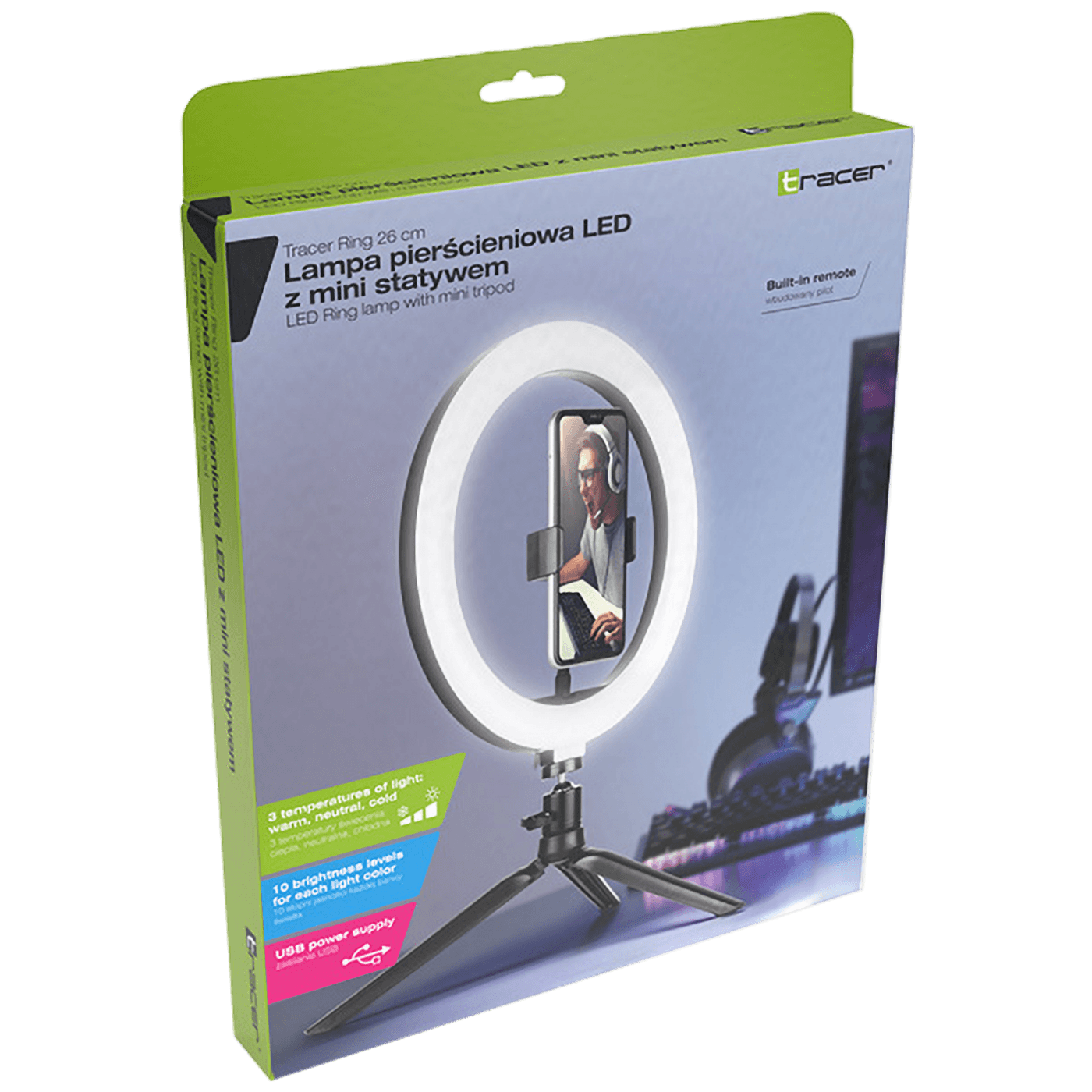Tracer Lampa,LED, sa mini tripod postoljem, 10W - LED RING LAMP 26cm, MINI TRIPOD