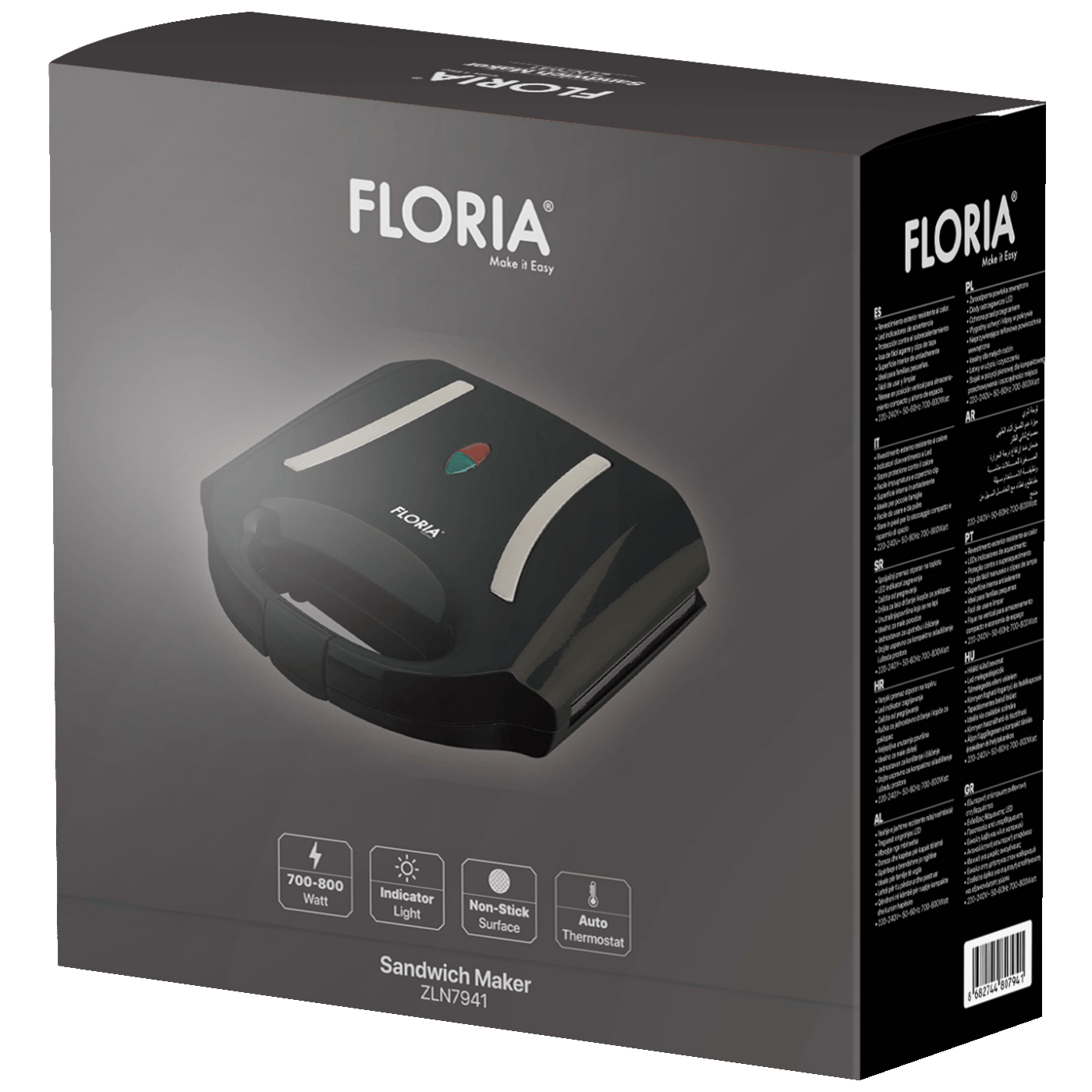 Floria Toster, LED indikator, 800 W, crna - ZLN7941