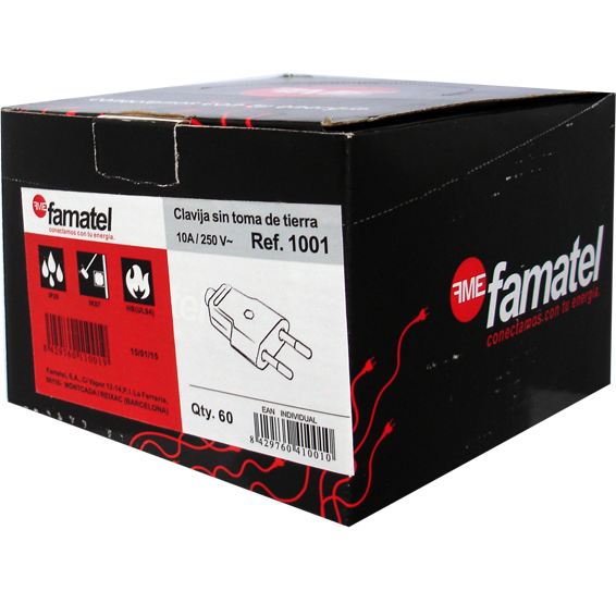 Famatel Strujni utikač 10A/250V, bez uzemljenja - 1001