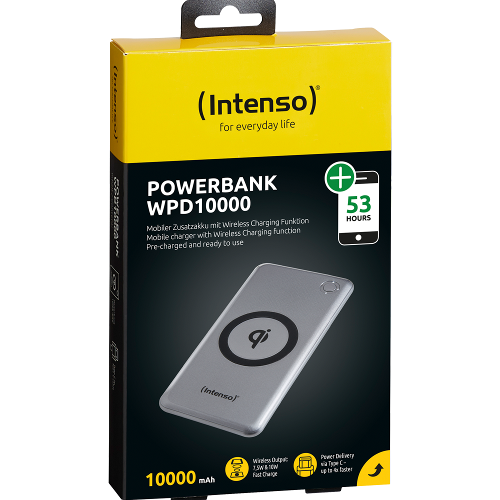 (Intenso) Prijenosni punjač za mobitele i tablete 10000mAh, bežični - POWERBANK WPD10000 silver