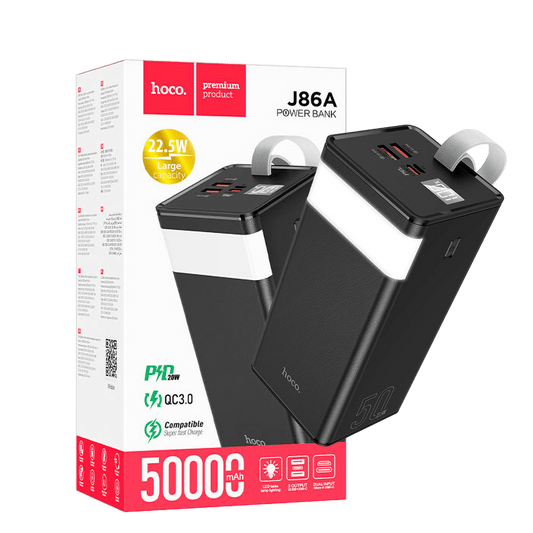hoco. Punjač prijenosni sa lampom, 50000mAh, brzi QC/PD, 3A - J86A Powermaster