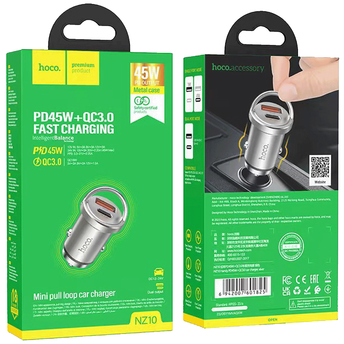 hoco. Auto punjač, brzi, PD45W+QC3.0 - NZ10 Handy